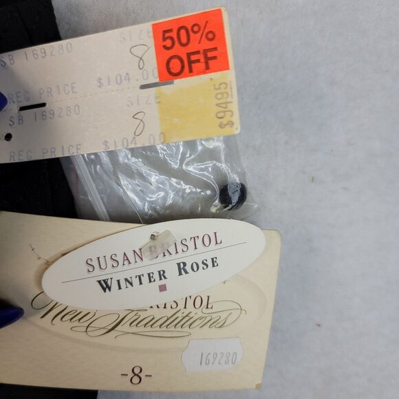 Susan Bristol Size 8 Winter Rose Quilted Vest Floral Button Black USA Deadstock - Picture 5 of 9